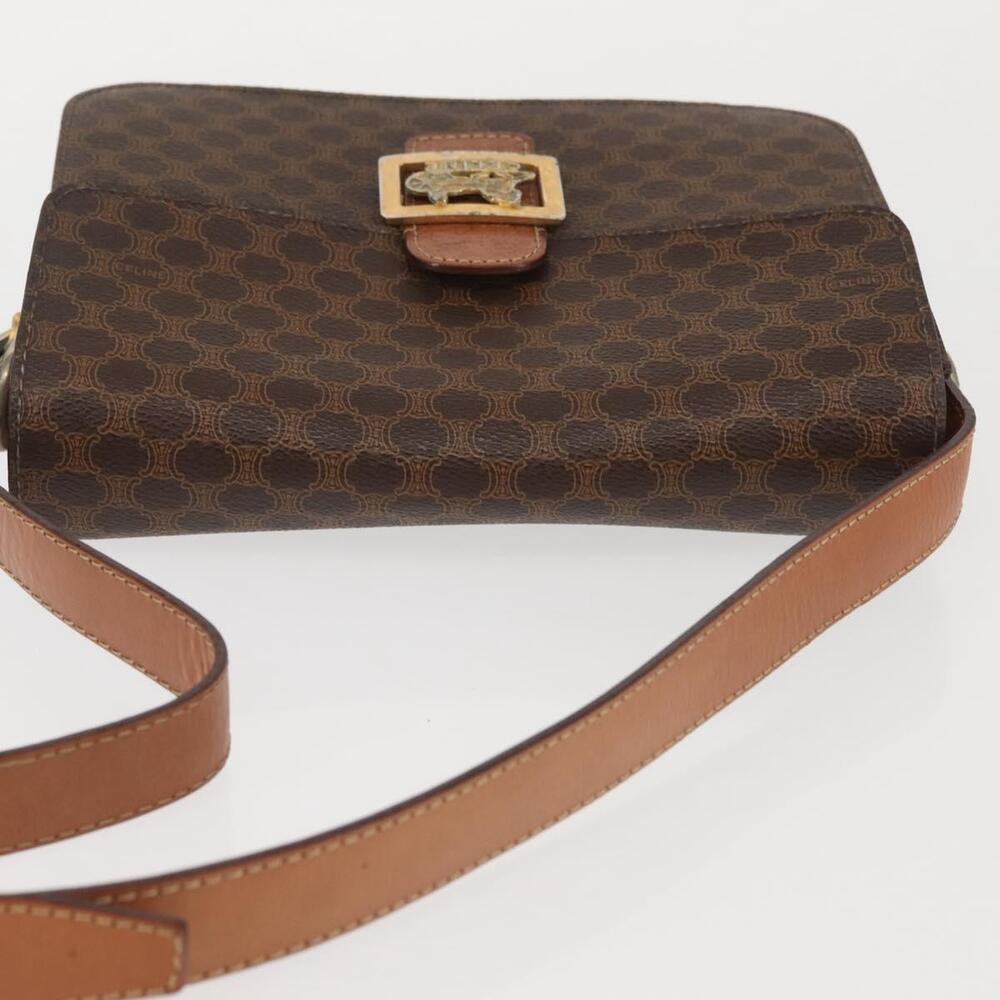 CELINE Macadam Canvas Shoulder Bag Pvc Leather Brown Gold - Picture 7 of 13